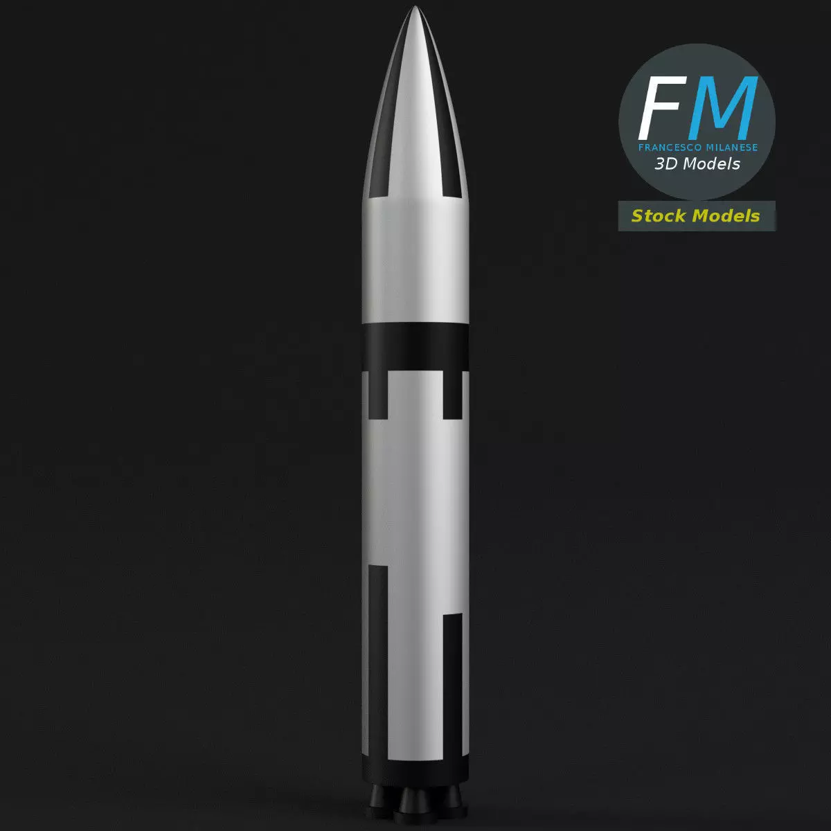 Stylized Polaris A3 Missile 3D model_0