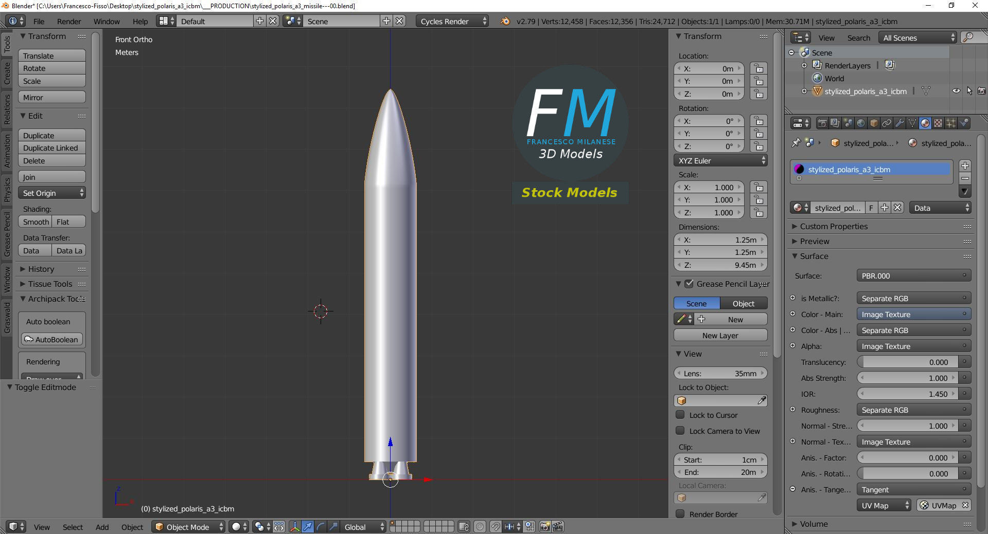 Stylized Polaris A3 Missile 3D model_9