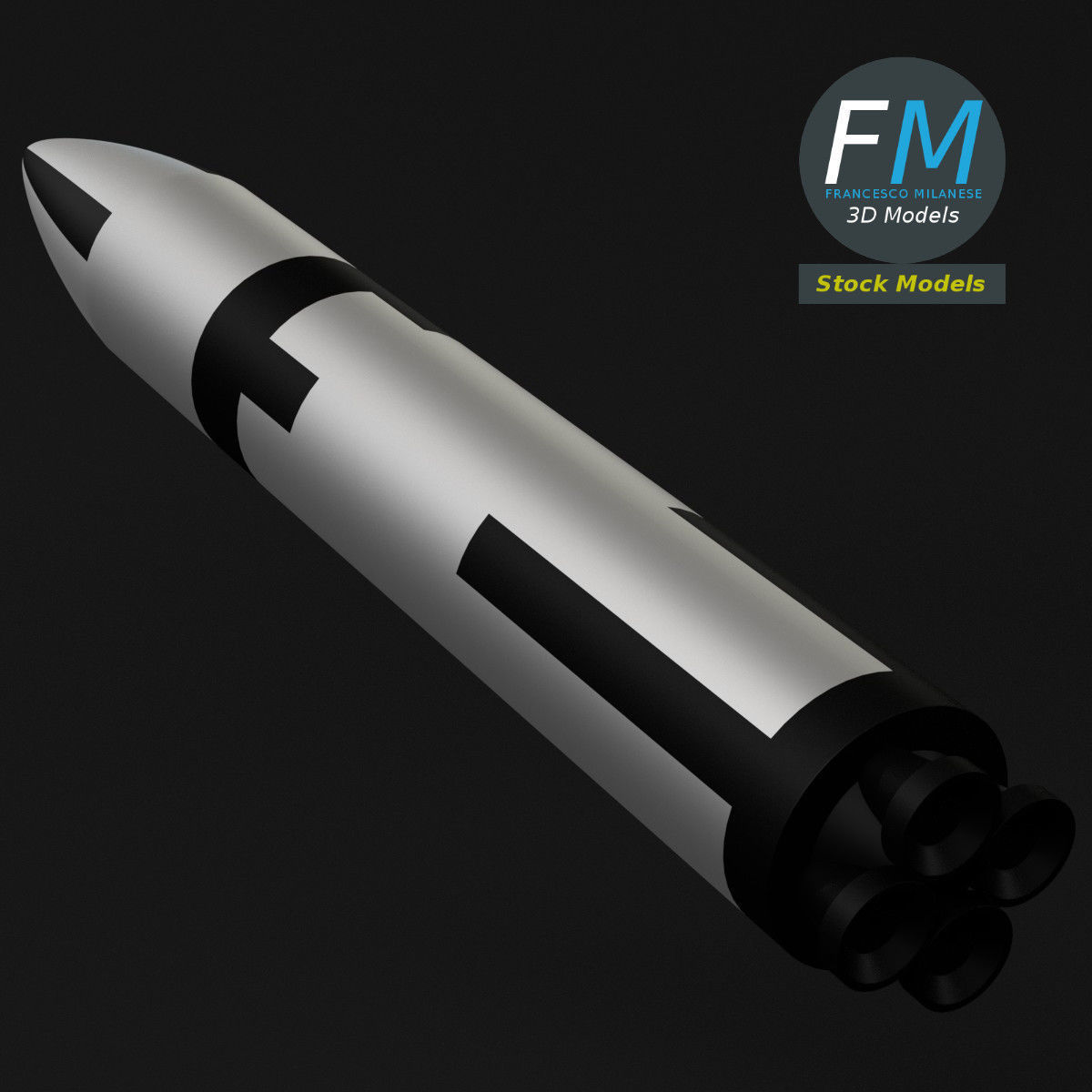 Stylized Polaris A3 Missile 3D model_5
