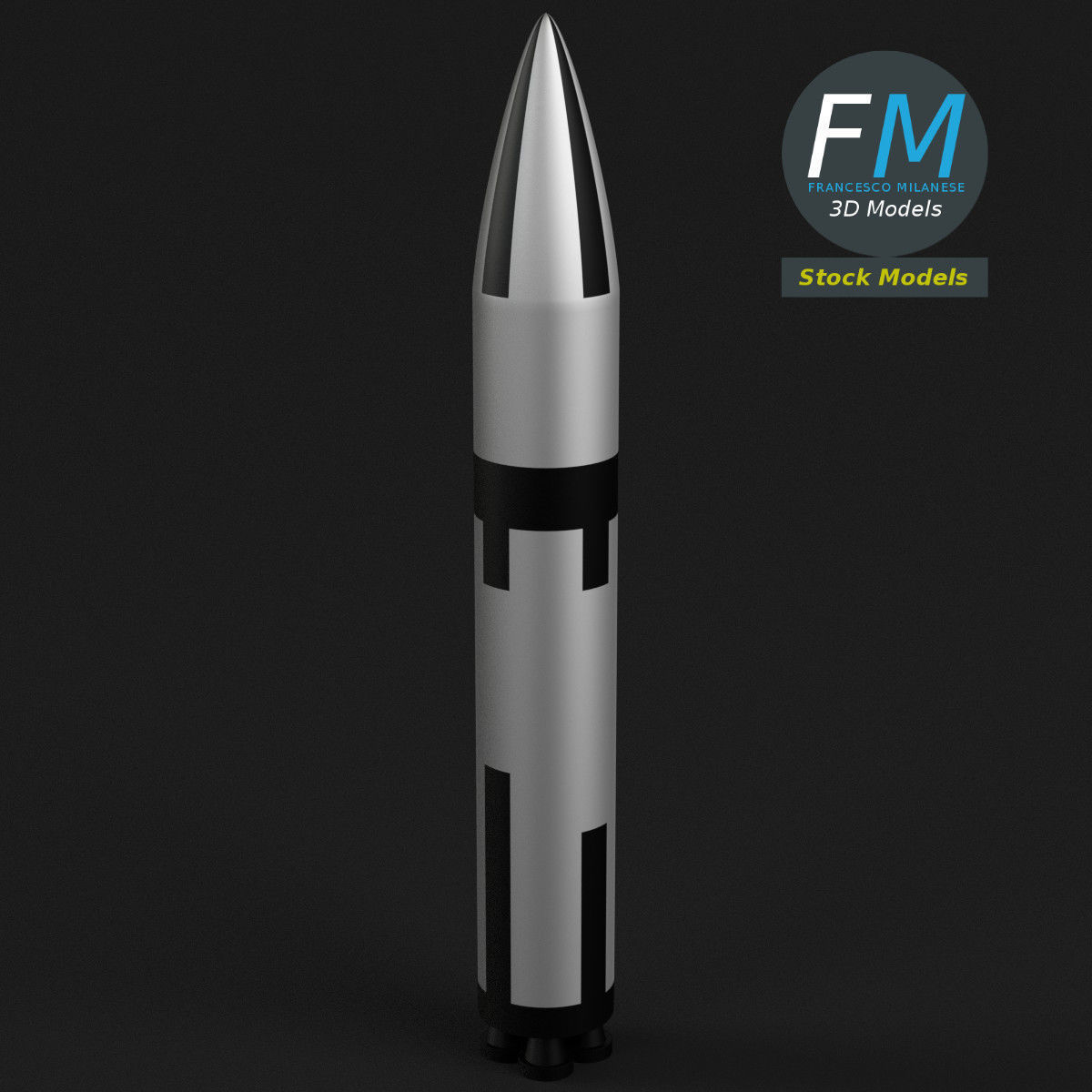 Stylized Polaris A3 Missile 3D model_3