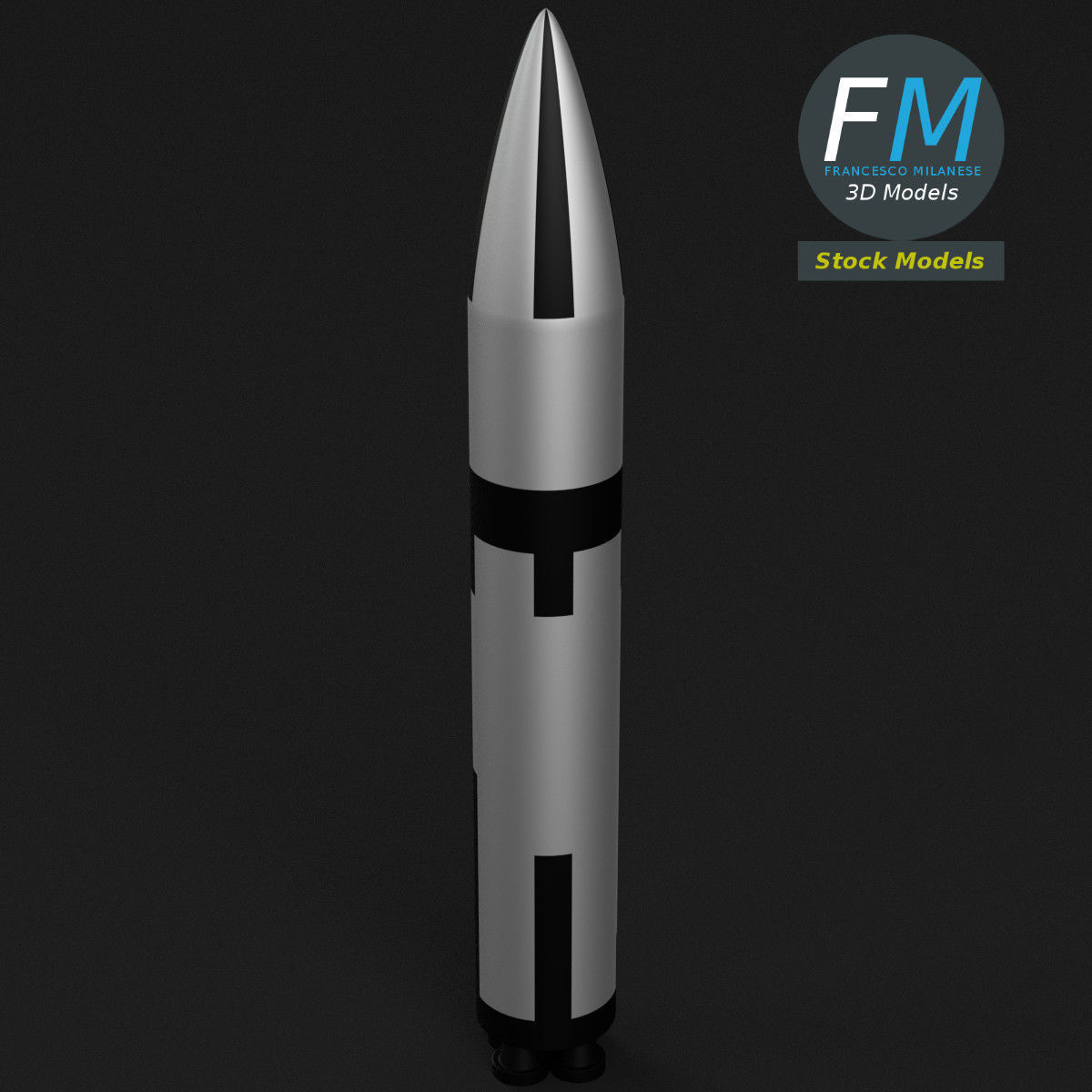 Stylized Polaris A3 Missile 3D model_2
