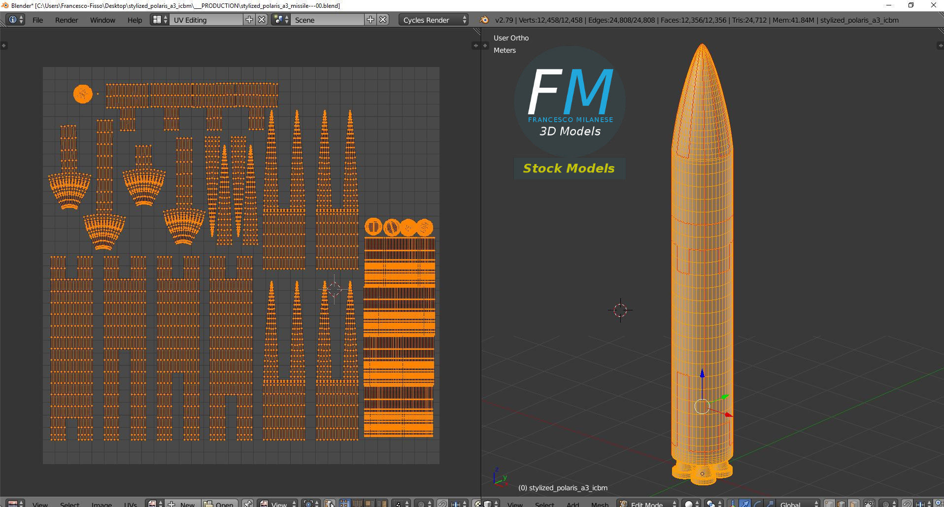 Stylized Polaris A3 Missile 3D model_11