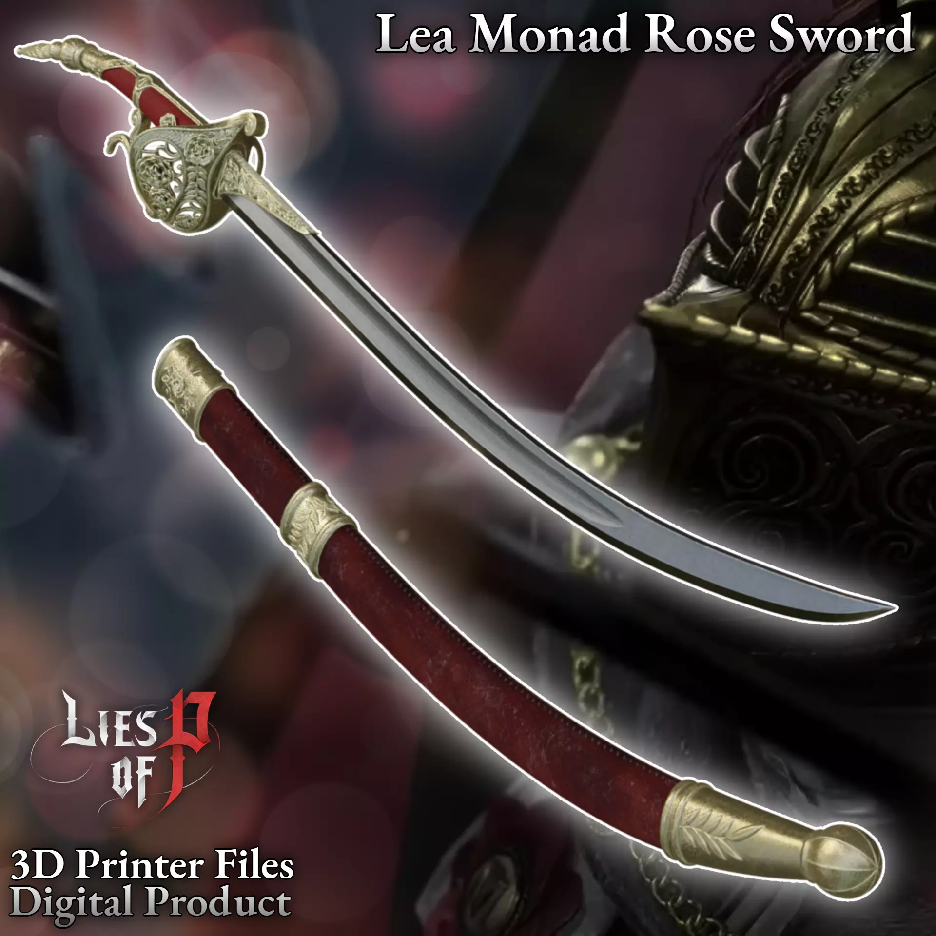 Fantasy Lea Monad Cosplay Rose Sword Lies of P Overture 3D print model_0