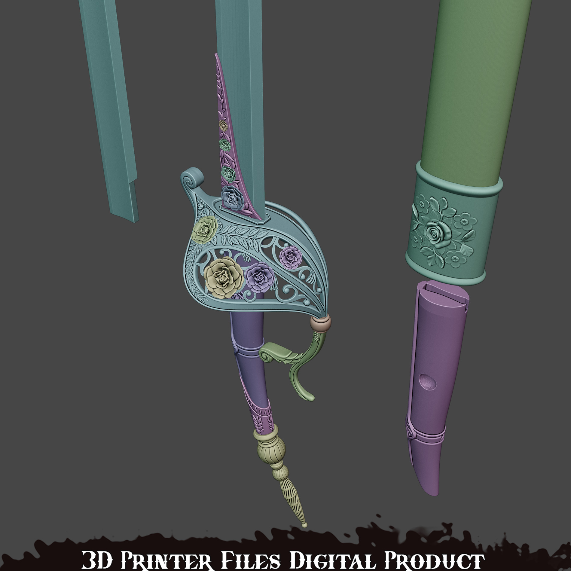 Fantasy Lea Monad Cosplay Rose Sword Lies of P Overture 3D print model_9