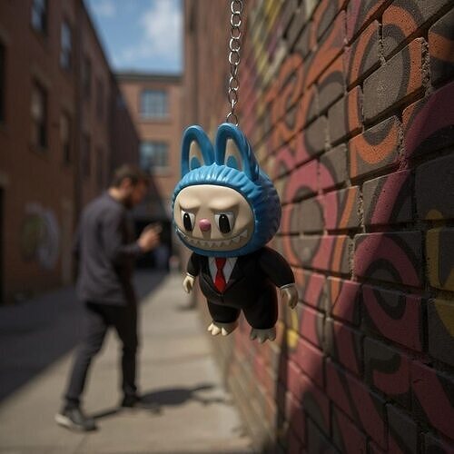 Labubu keychain Suit colored 3D print model
