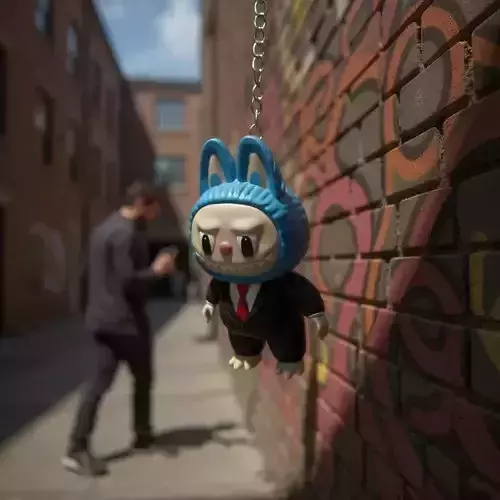 Labubu keychain Suit colored 3D print model