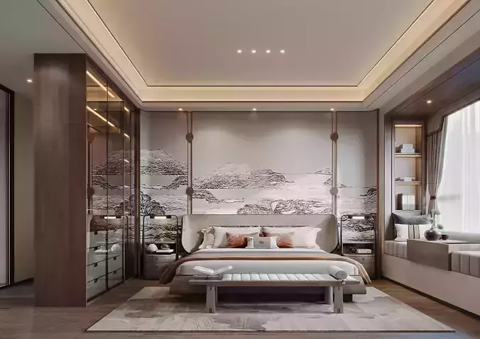  Chinese Bedroom interior 104