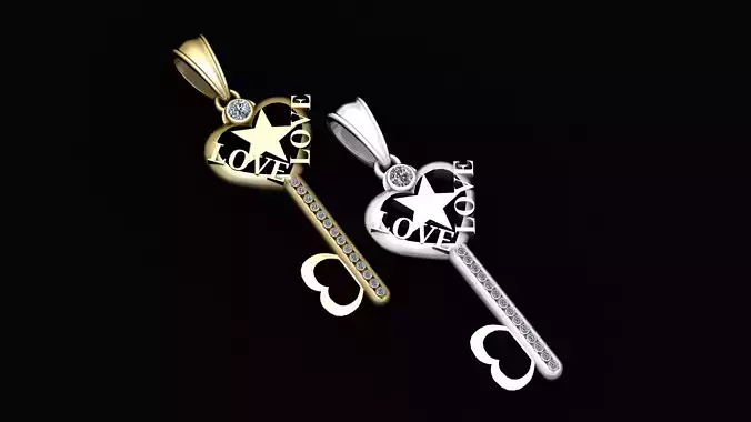 Love Key  Pendant 3D print model