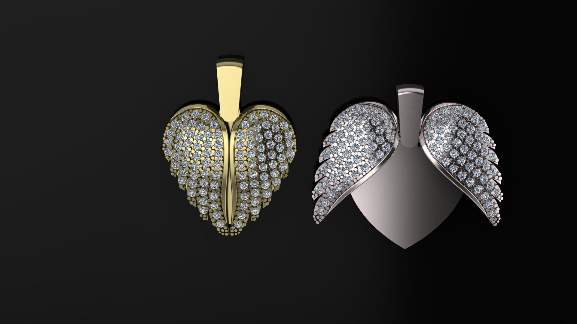 Angel Wings Necklace 3D print model 3D print model_12