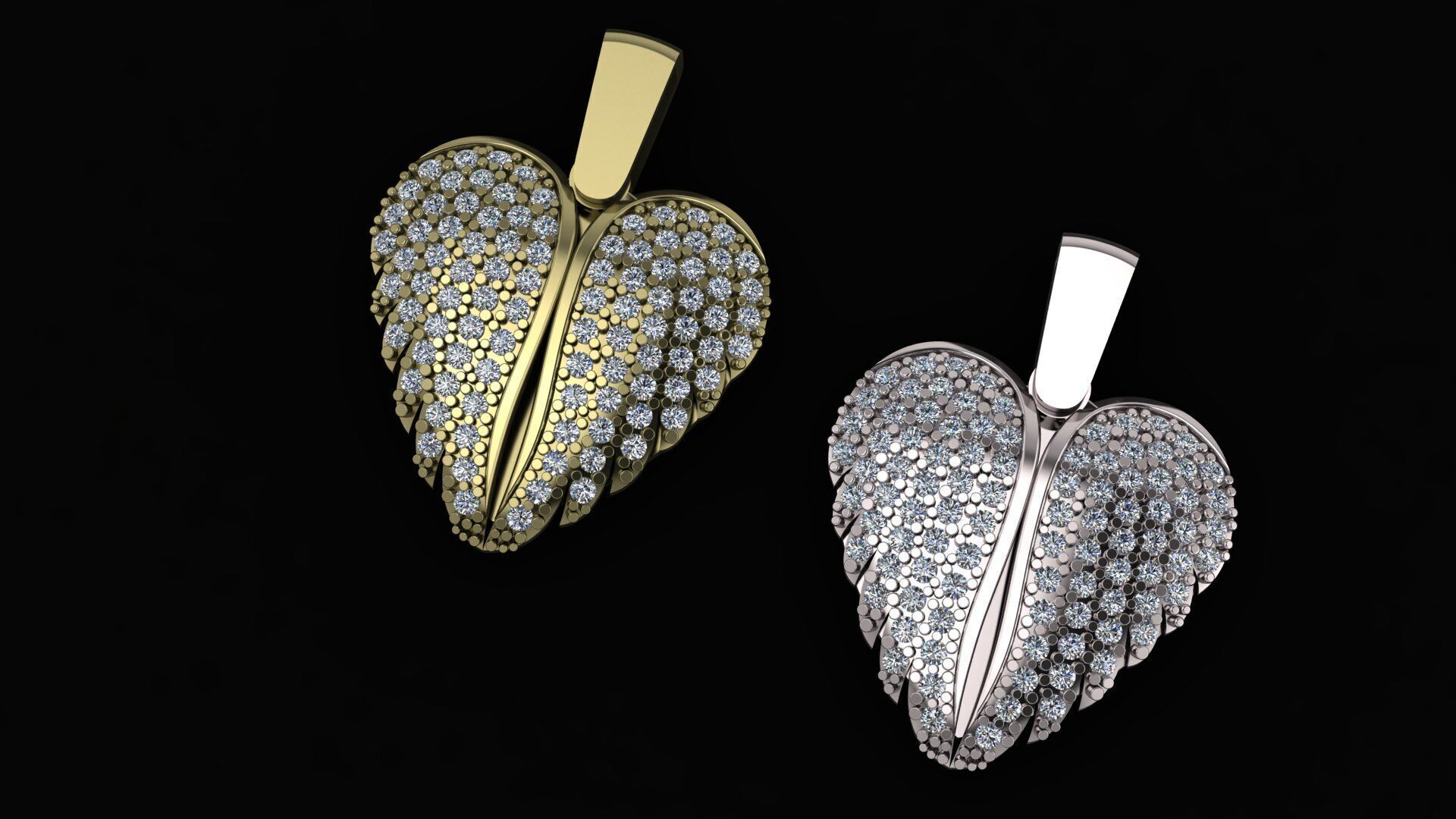 Angel Wings Necklace 3D print model 3D print model_9