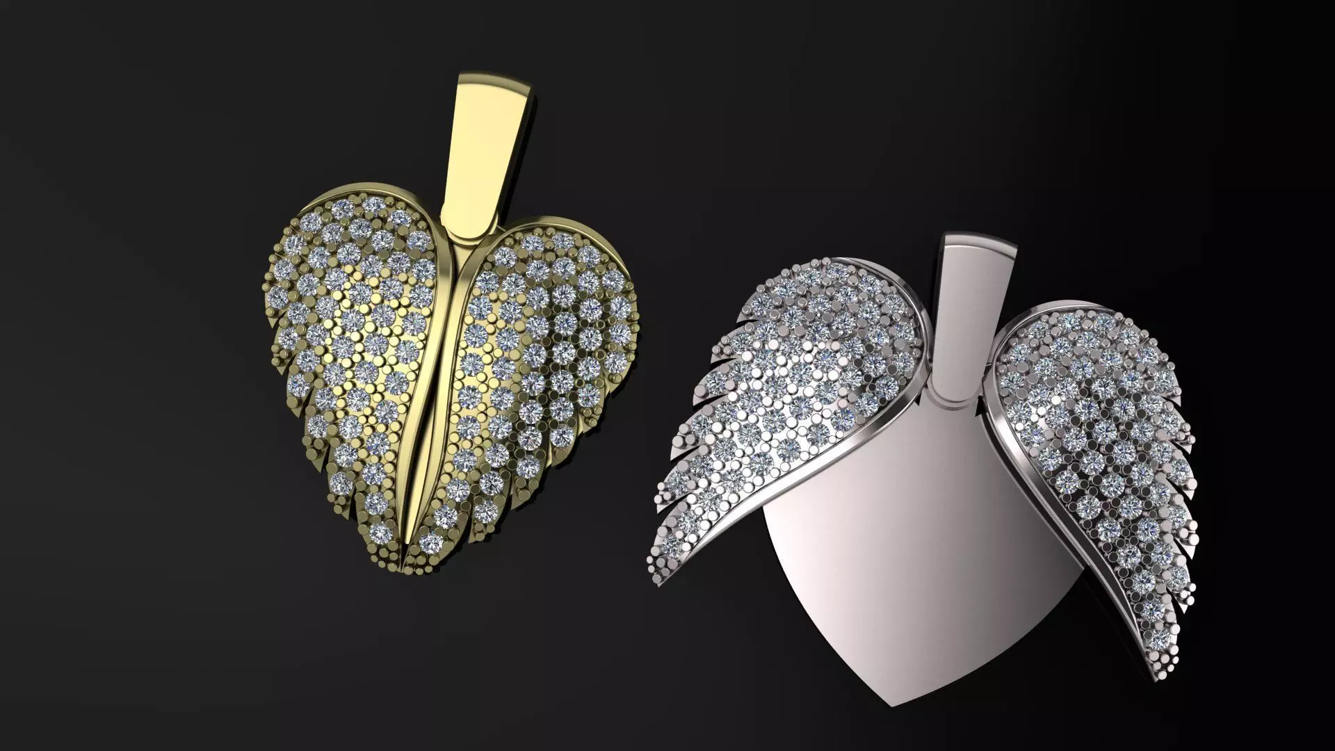Angel Wings Necklace 3D print model 3D print model_0