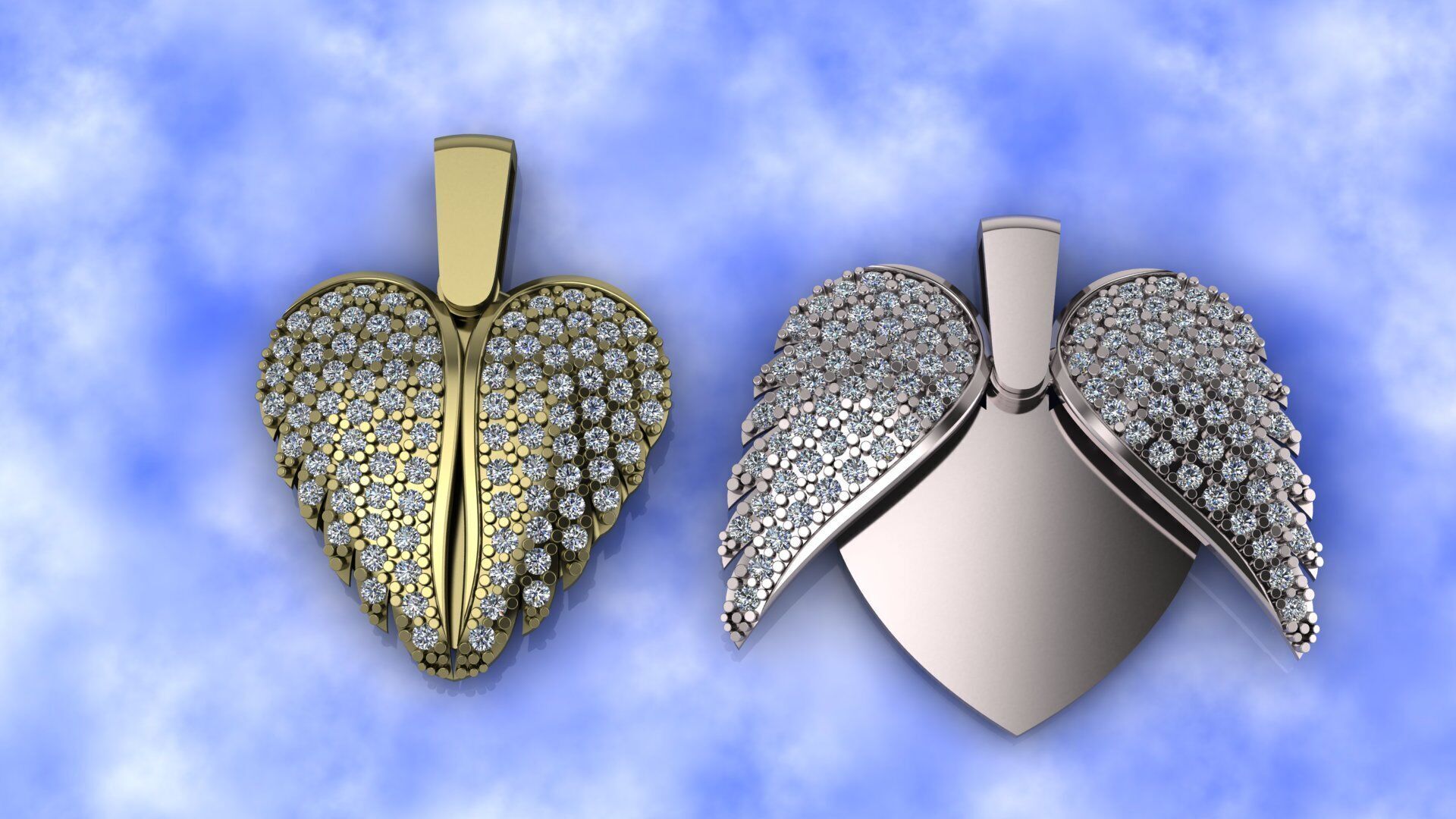 Angel Wings Necklace 3D print model 3D print model_7