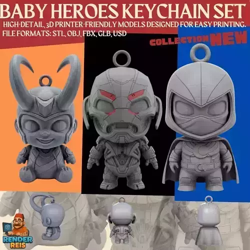 Chibi Hero Trio 3D print model