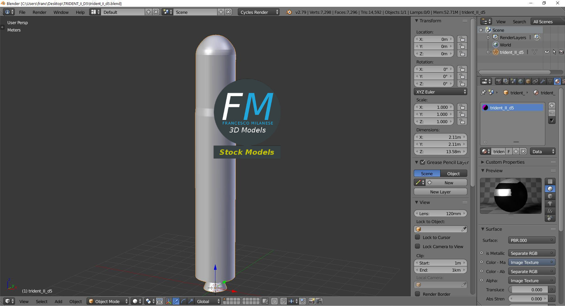Stylized Trident D5 missile 3D model_9