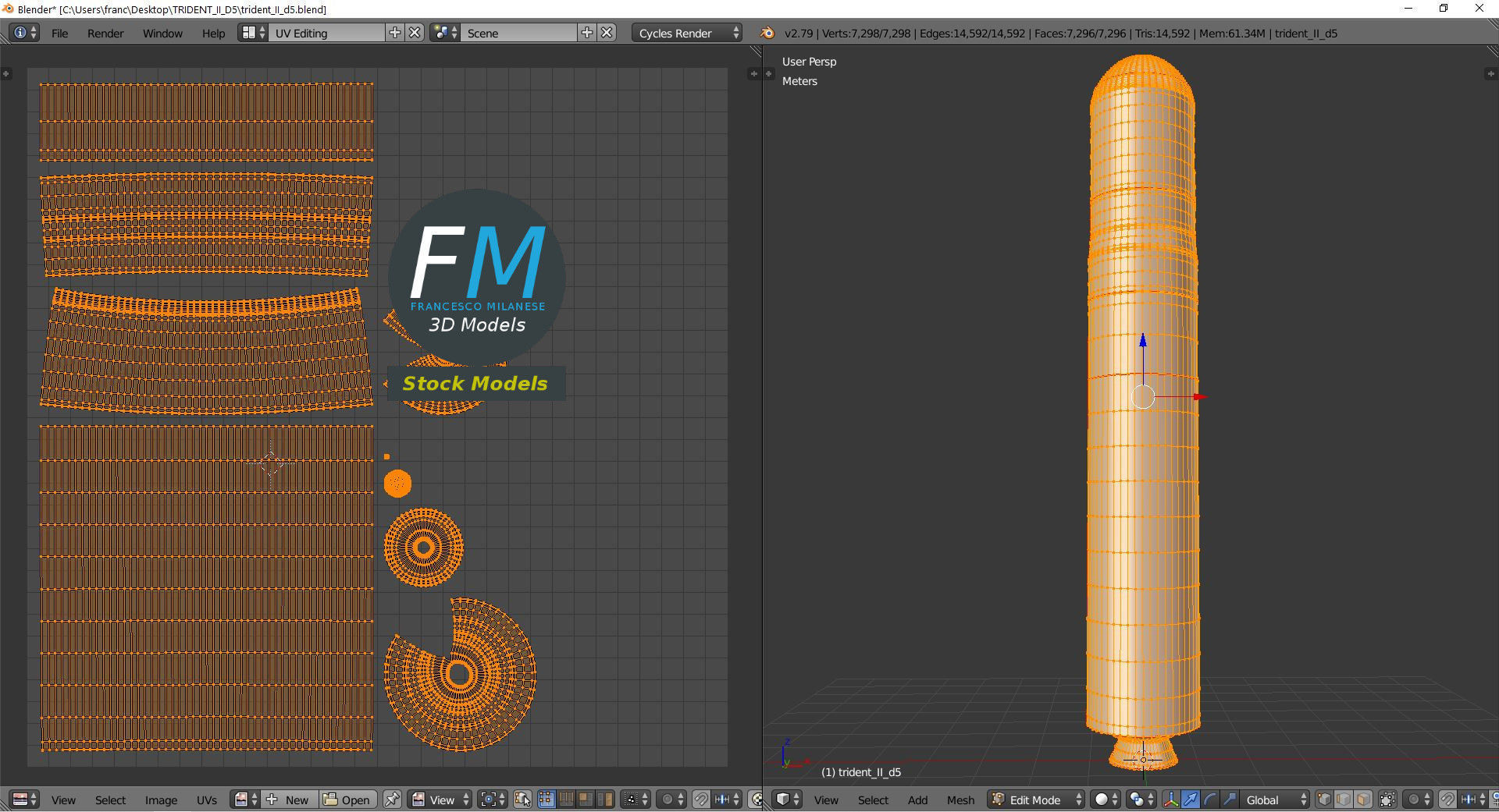 Stylized Trident D5 missile 3D model_10