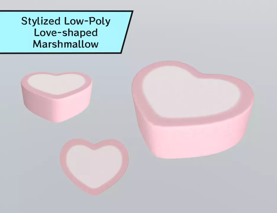 Stylized Low-Poly Love-shaped Marshmallow Low-poly 3D model_0