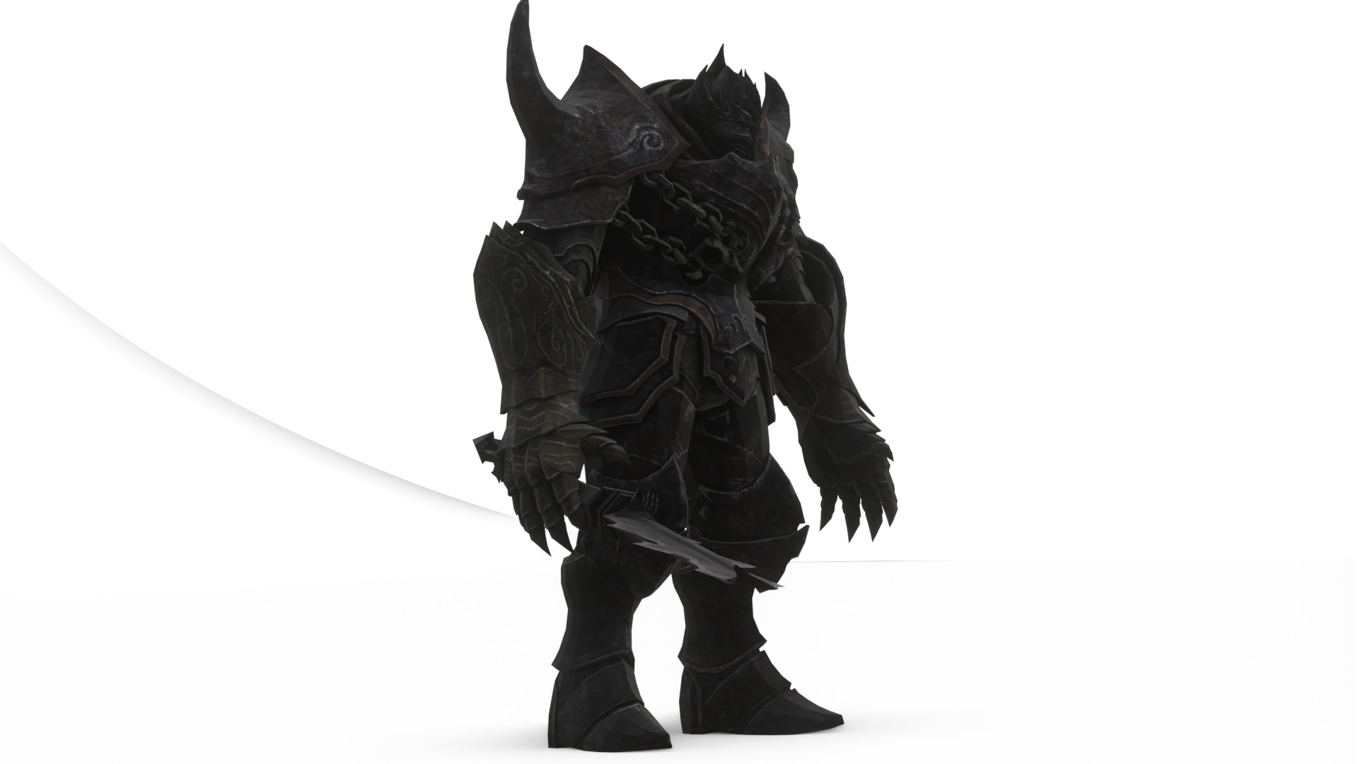 Obsidian Tank Beast Game-Ready Armored Creature Low-poly 3D model_10