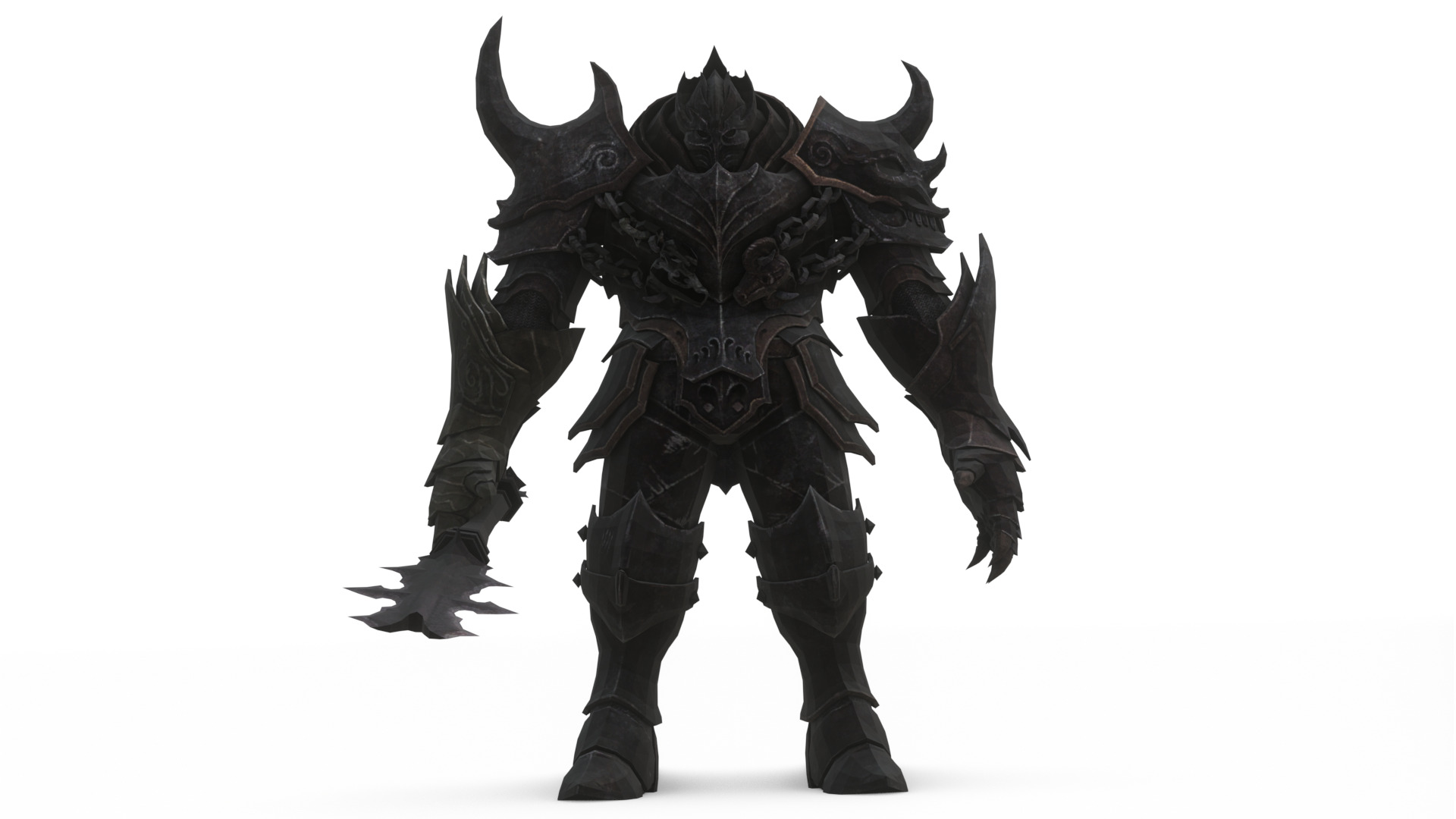 Obsidian Tank Beast Game-Ready Armored Creature Low-poly 3D model_5