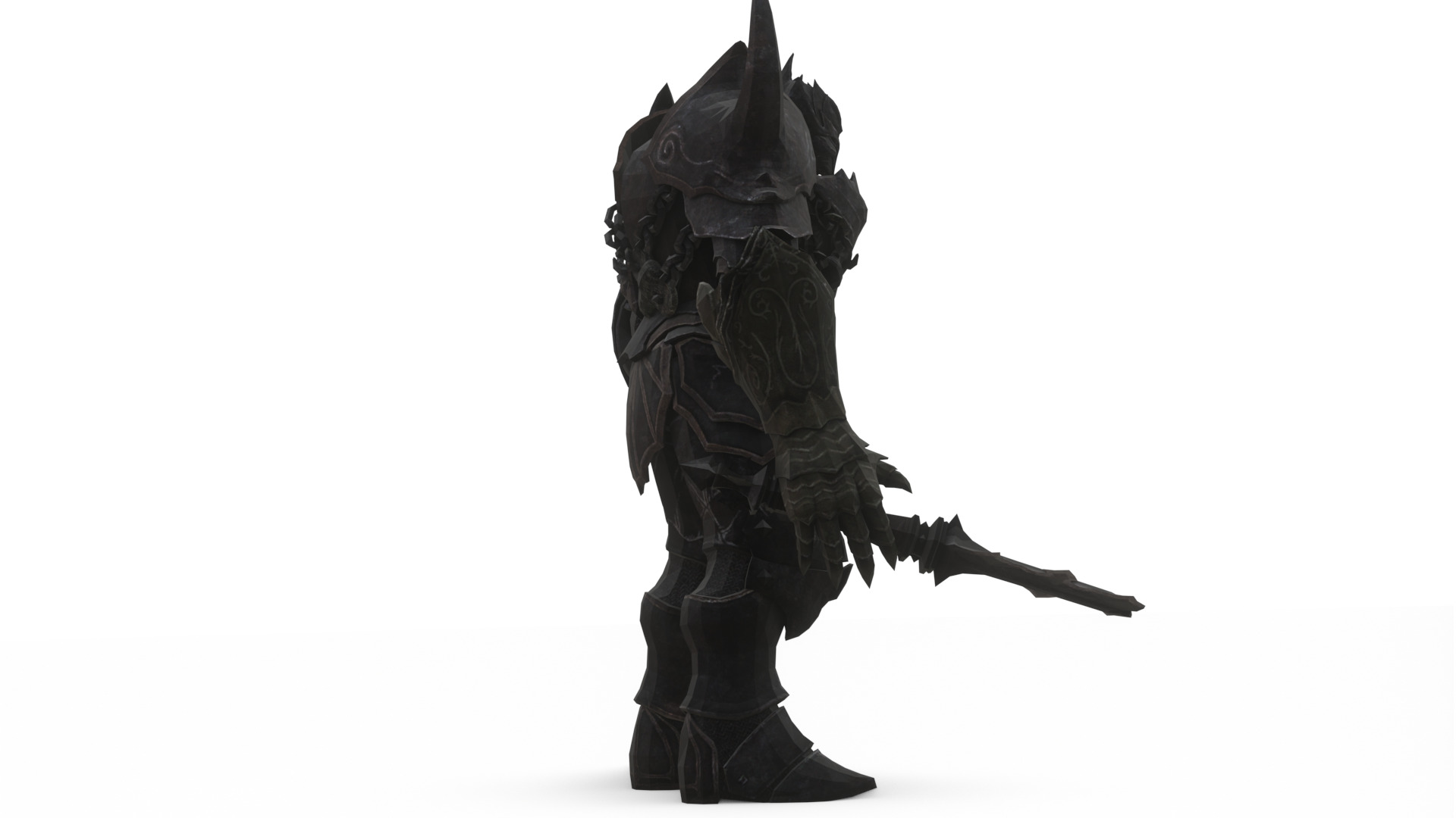 Obsidian Tank Beast Game-Ready Armored Creature Low-poly 3D model_9