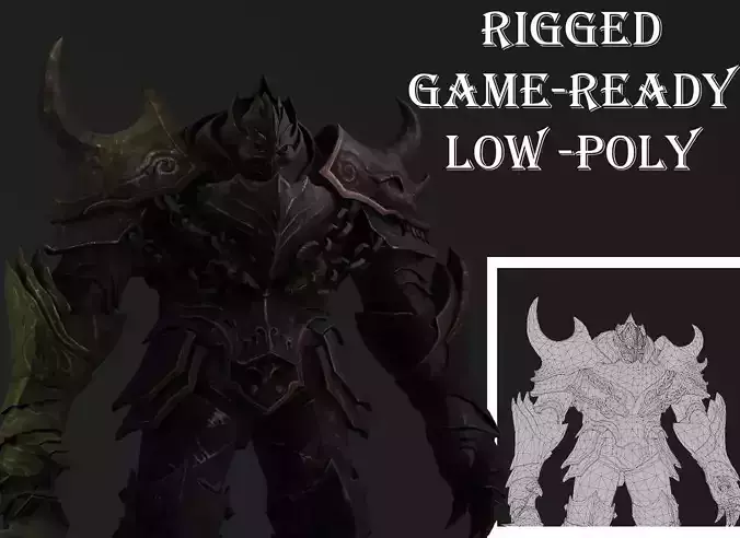 Obsidian Tank Beast Game-Ready Armored Creature Low-poly 3D model