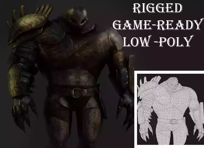 Titan Brute Armored Monster Game-Ready Boss Character Low-poly 3D model