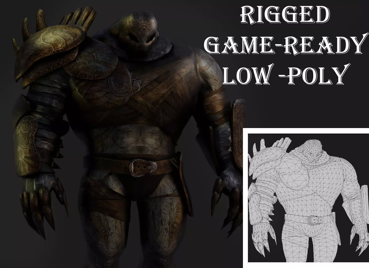 Titan Brute Armored Monster Game-Ready Boss Character Low-poly 3D model_0