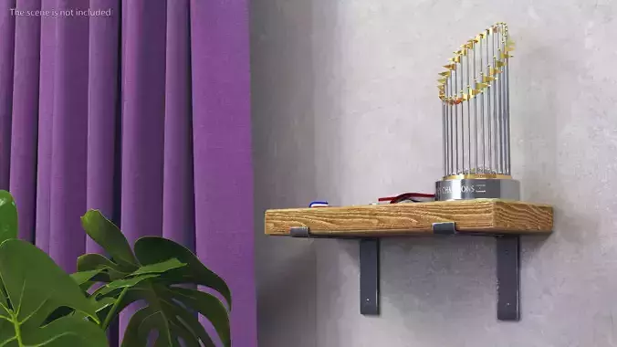 Baseball Champion Trophy and Medals Display 3D model
