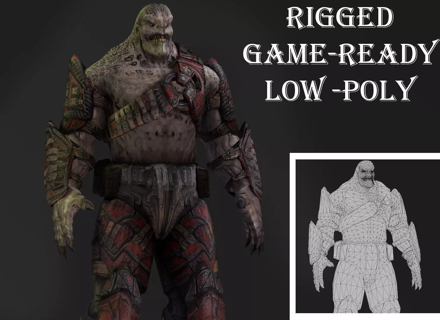 Armored Hellshard Golem Armored Monster 3D Character Low-poly 3D model_0
