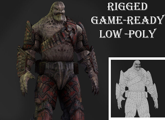 Armored Hellshard Golem Armored Monster 3D Character Low-poly 3D model