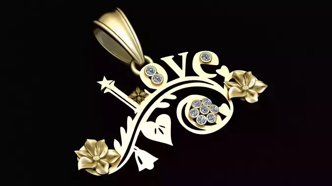  love pendant floral 3D print model
