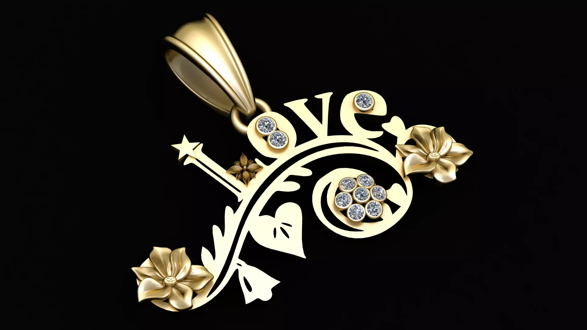 love pendant floral 3D print model