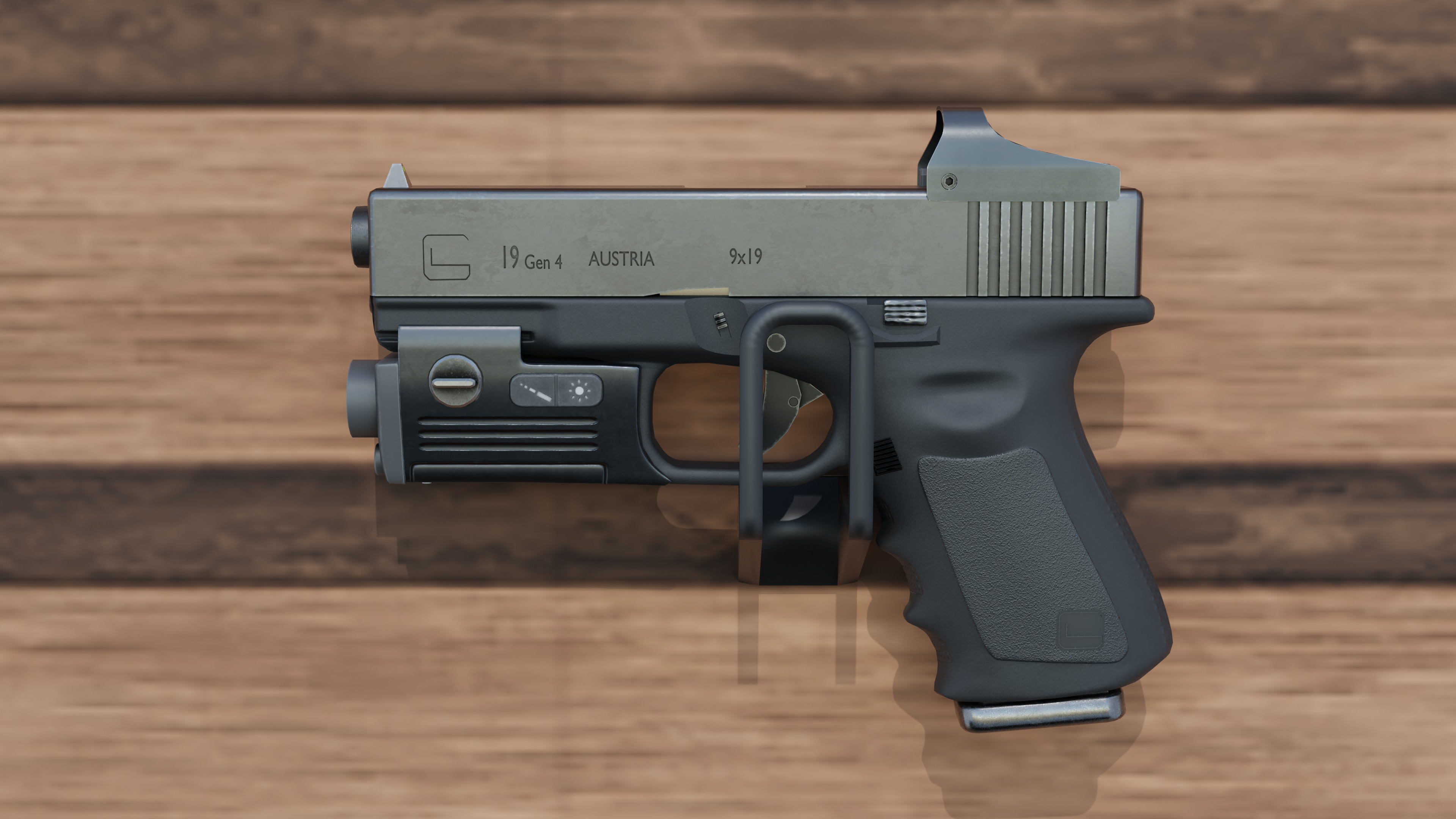 glock 19 gun Low-poly 3D model_4