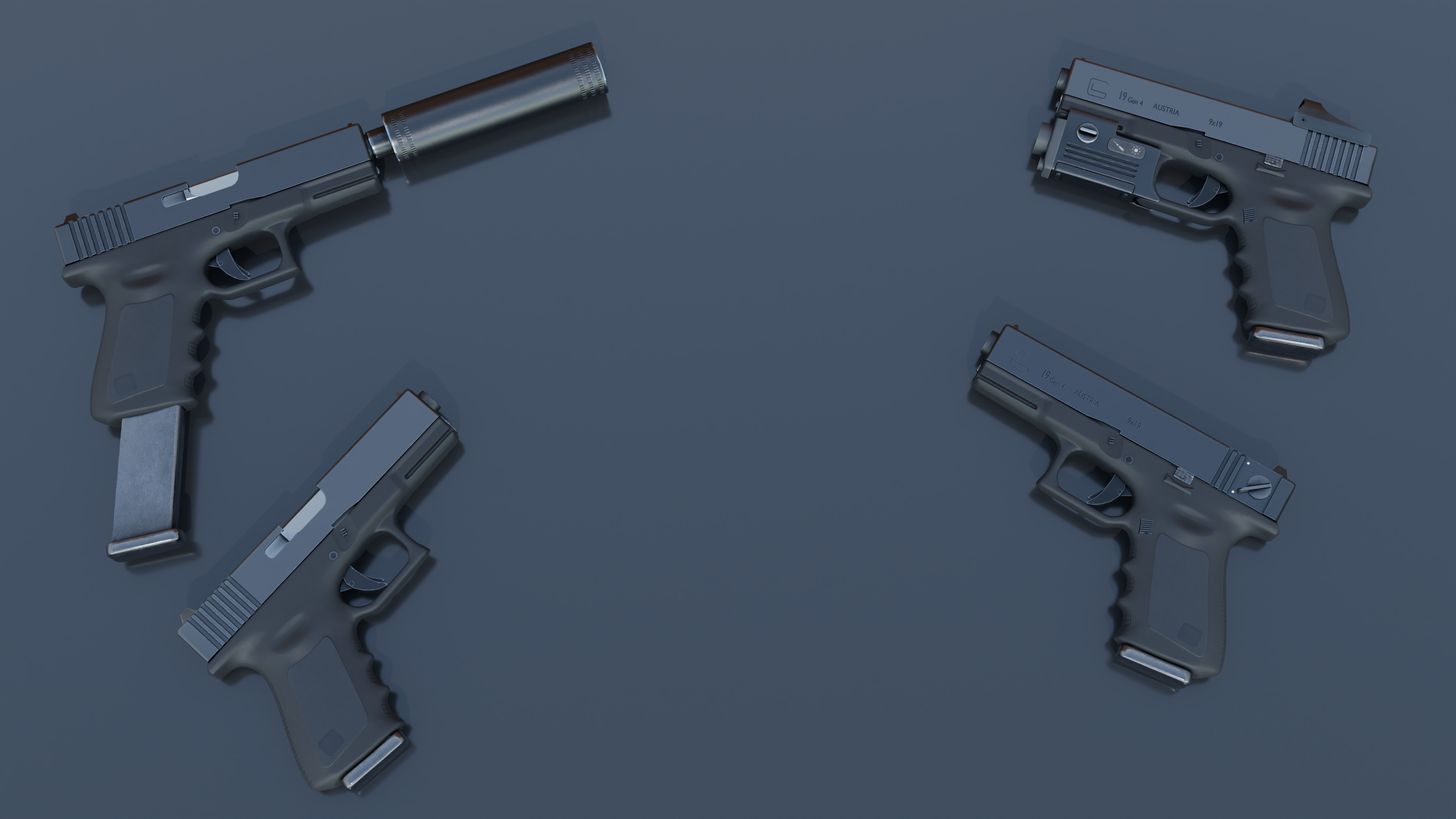 glock 19 gun Low-poly 3D model_1