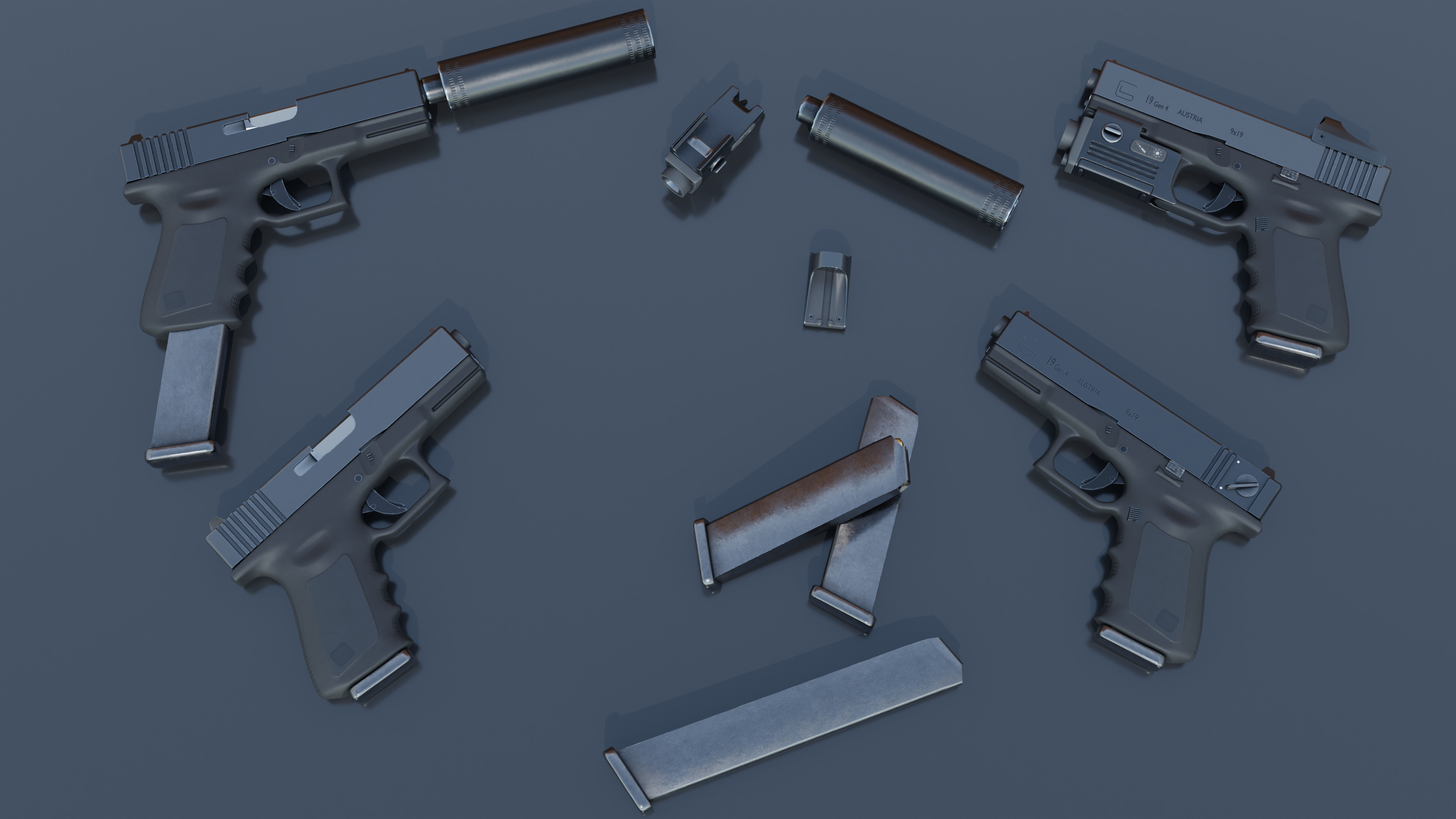 glock 19 gun Low-poly 3D model_9