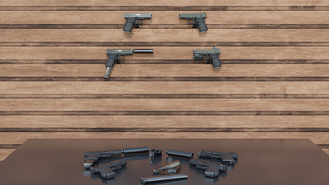 glock 19 gun Low-poly 3D model