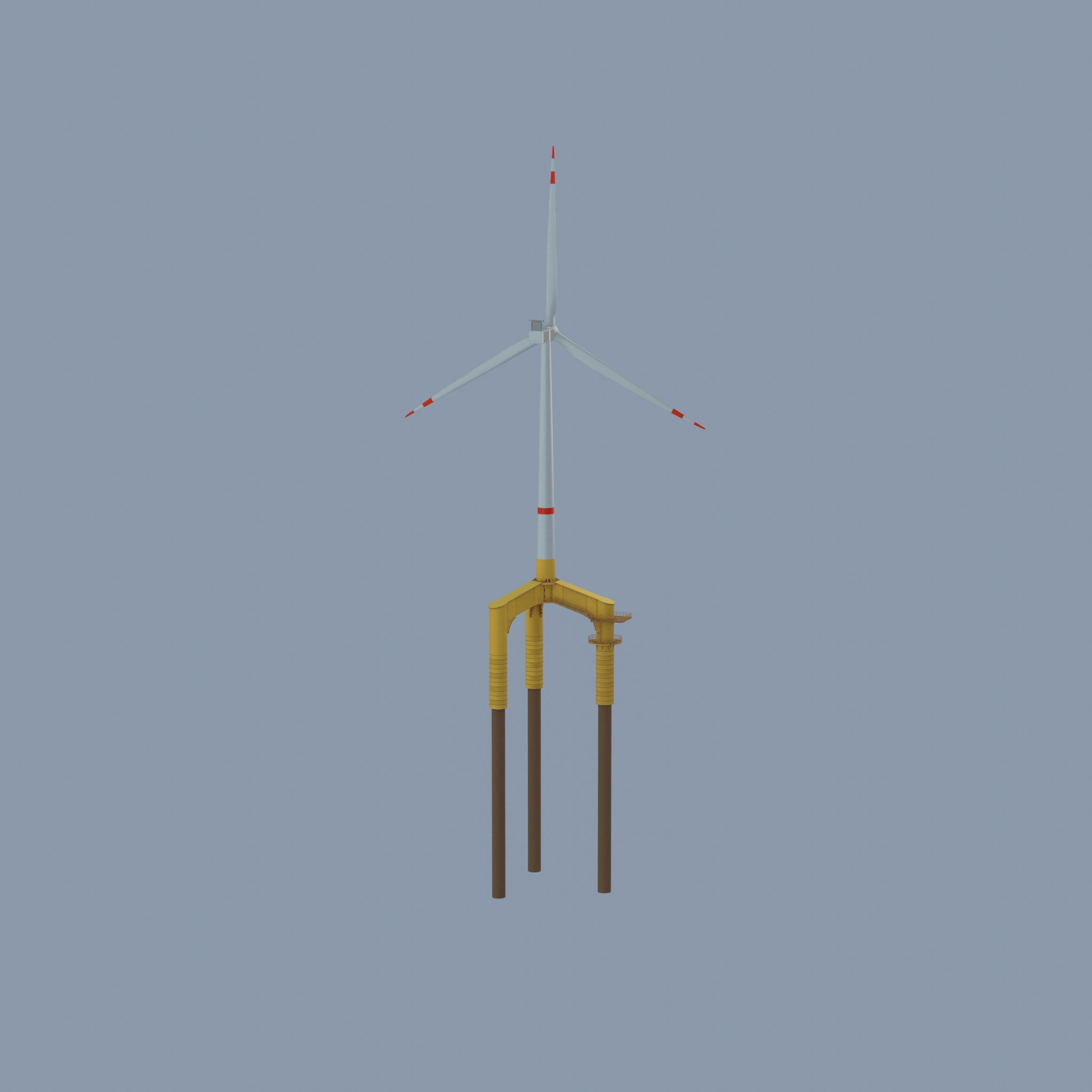 Wind turbine with Offshore Foundation V1 H-120 RD 160m Animation Low-poly 3D model_39