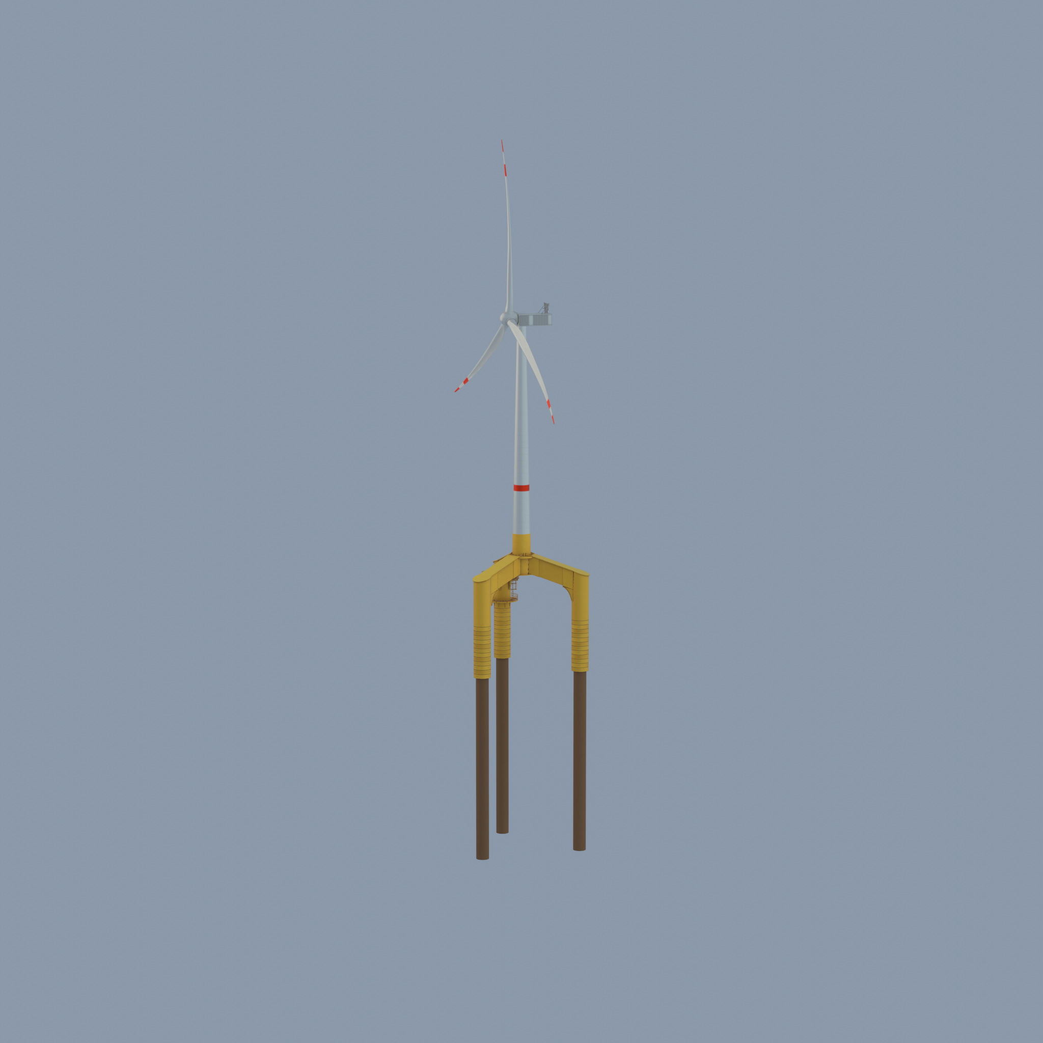 Wind turbine with Offshore Foundation V1 H-120 RD 160m Animation Low-poly 3D model_22