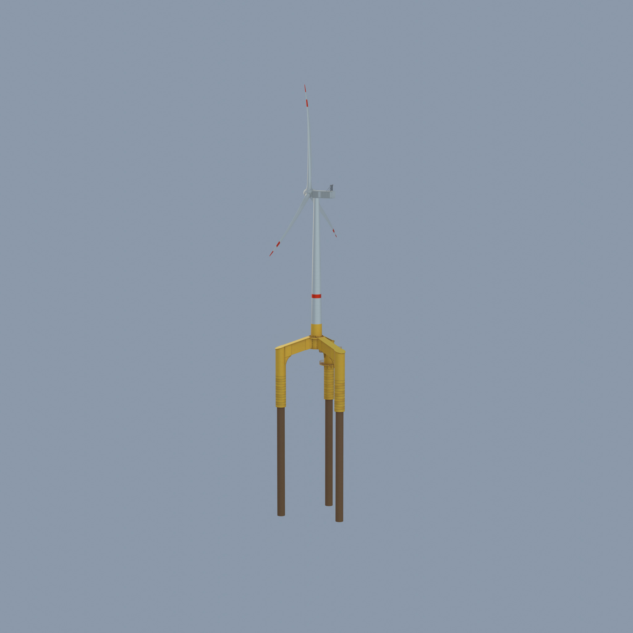 Wind turbine with Offshore Foundation V1 H-120 RD 160m Animation Low-poly 3D model_27