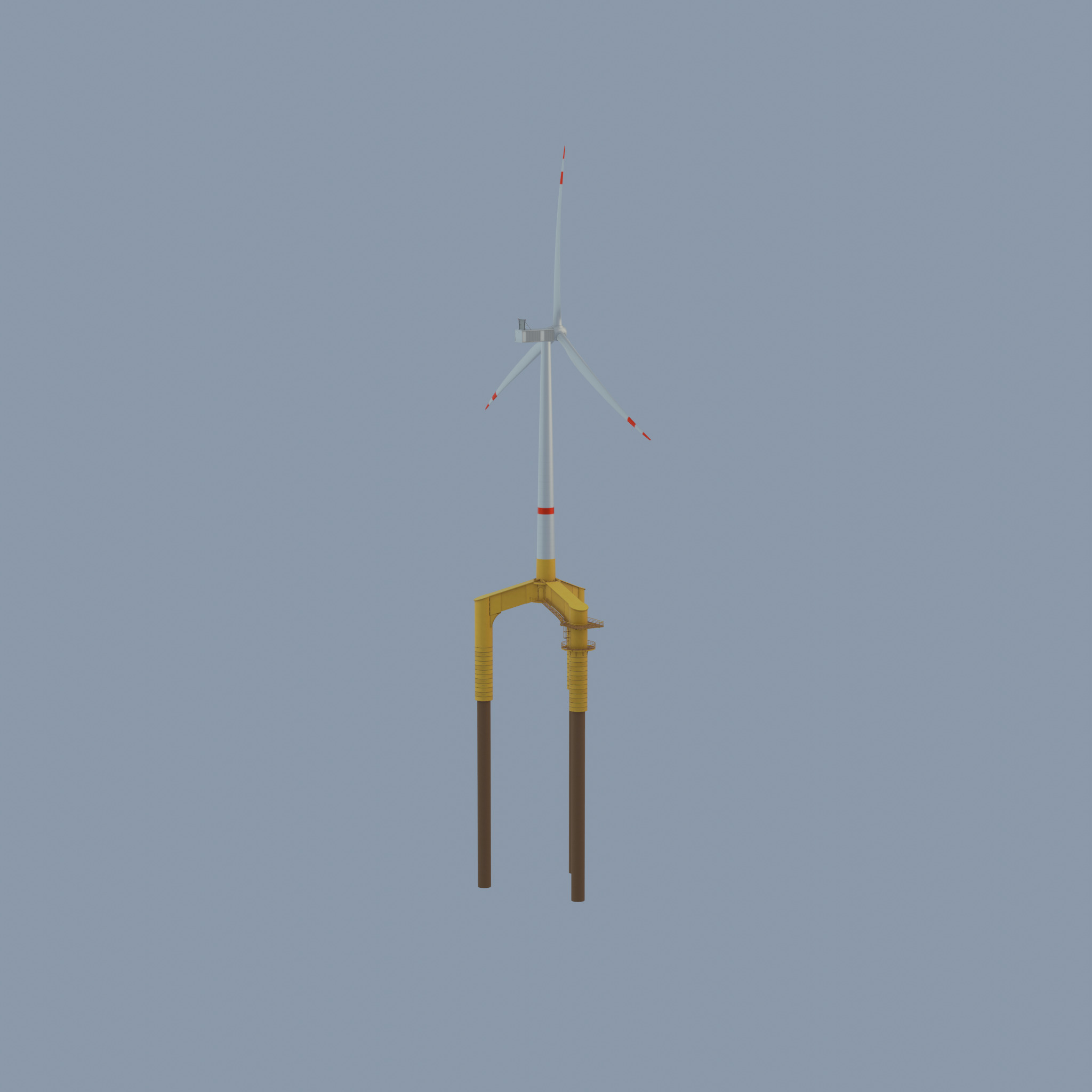 Wind turbine with Offshore Foundation V1 H-120 RD 160m Animation Low-poly 3D model_45