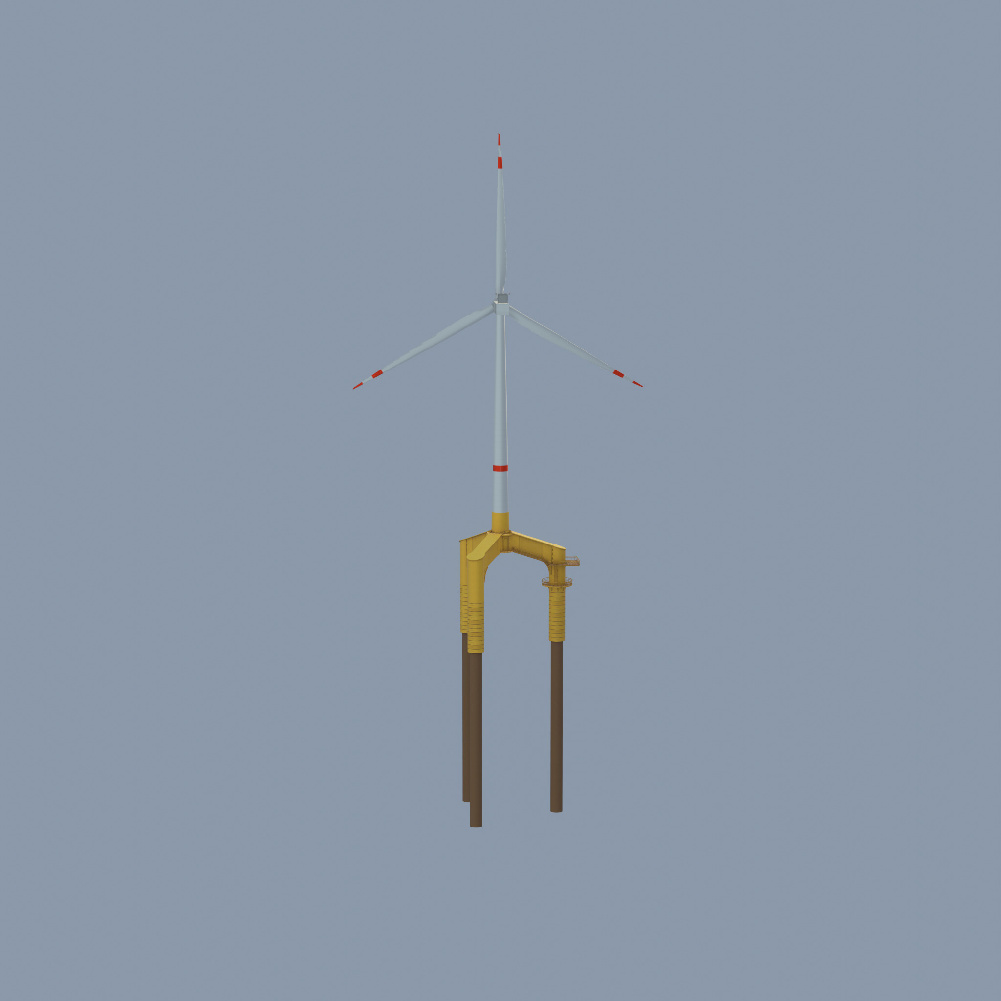 Wind turbine with Offshore Foundation V1 H-120 RD 160m Animation Low-poly 3D model_36