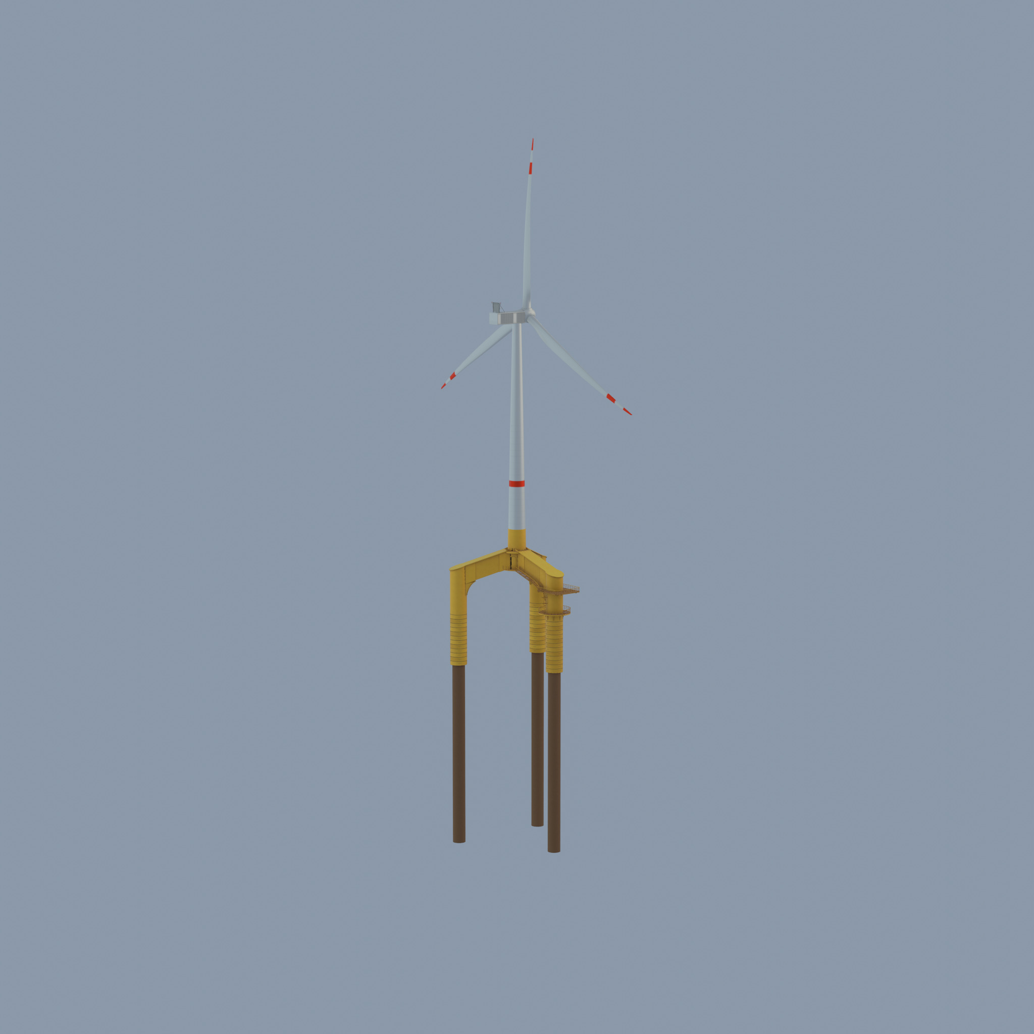 Wind turbine with Offshore Foundation V1 H-120 RD 160m Animation Low-poly 3D model_44