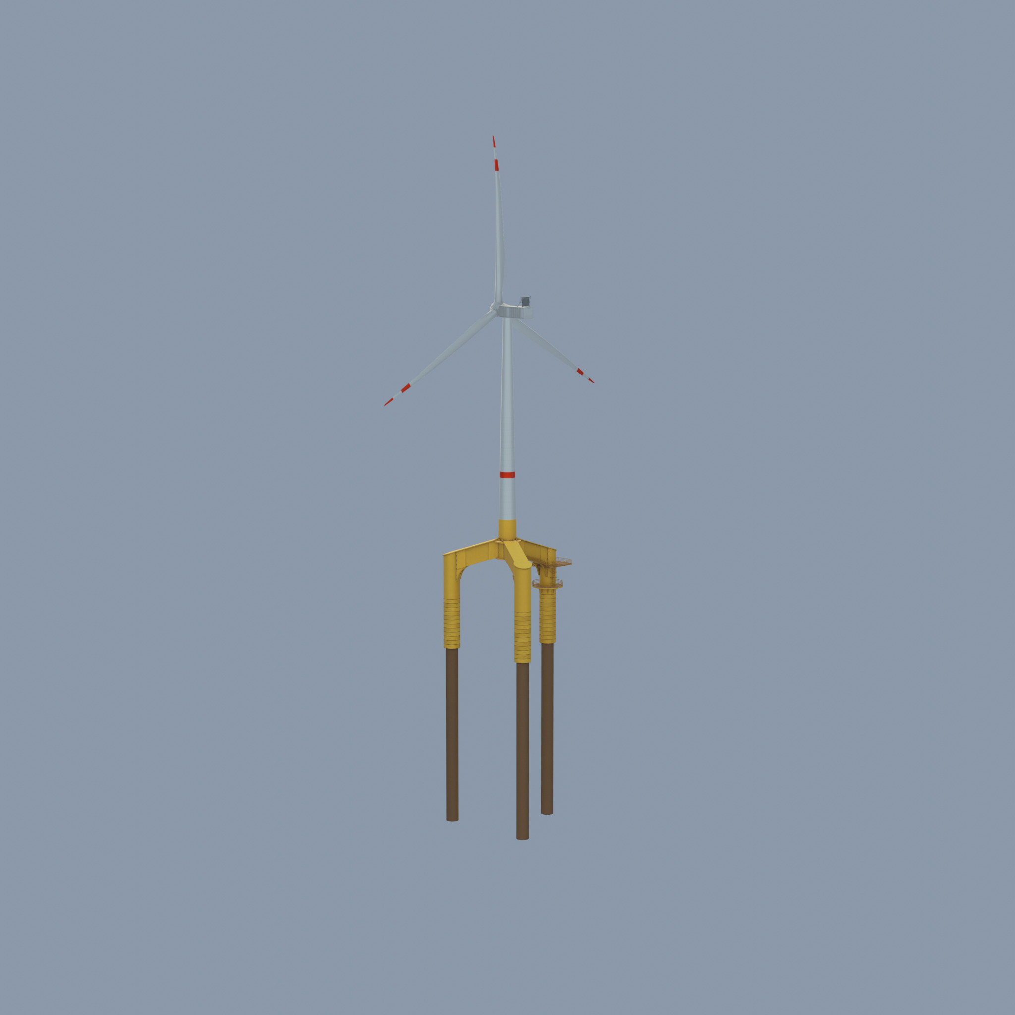 Wind turbine with Offshore Foundation V1 H-120 RD 160m Animation Low-poly 3D model_30