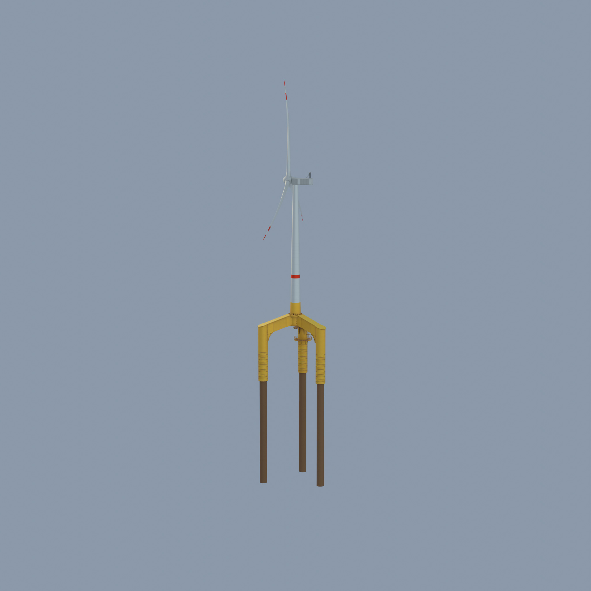 Wind turbine with Offshore Foundation V1 H-120 RD 160m Animation Low-poly 3D model_26