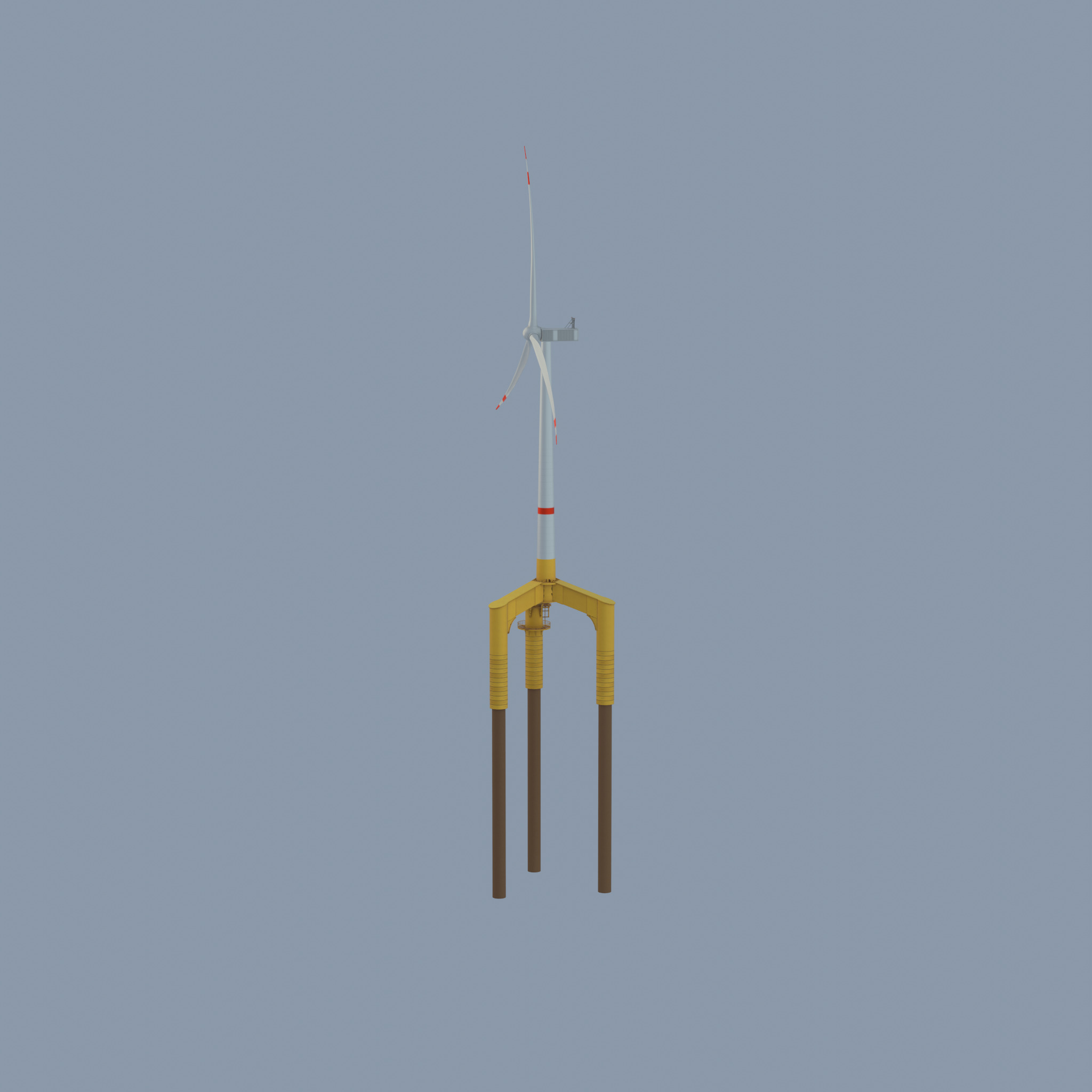 Wind turbine with Offshore Foundation V1 H-120 RD 160m Animation Low-poly 3D model_23