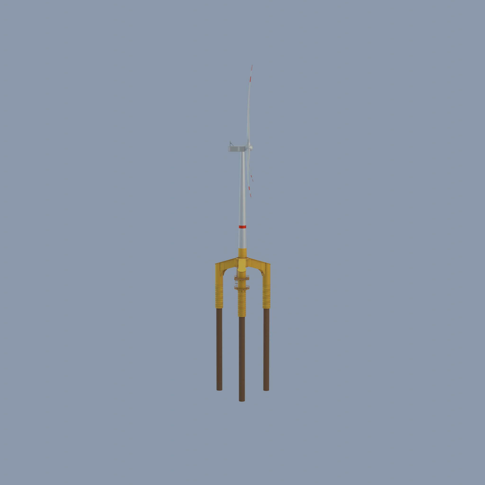 Wind turbine with Offshore Foundation V1 H-120 RD 160m Animation Low-poly 3D model_49