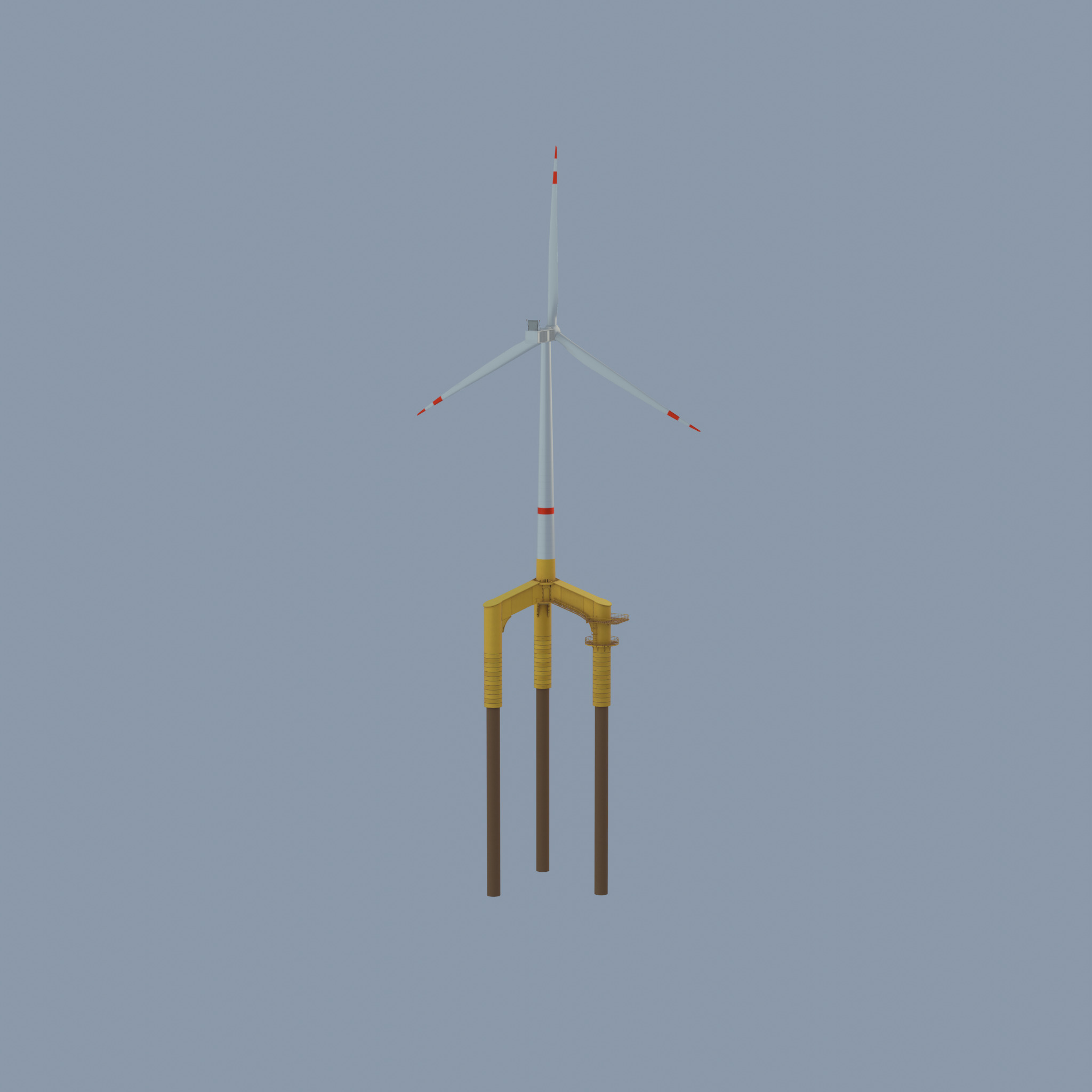 Wind turbine with Offshore Foundation V1 H-120 RD 160m Animation Low-poly 3D model_40