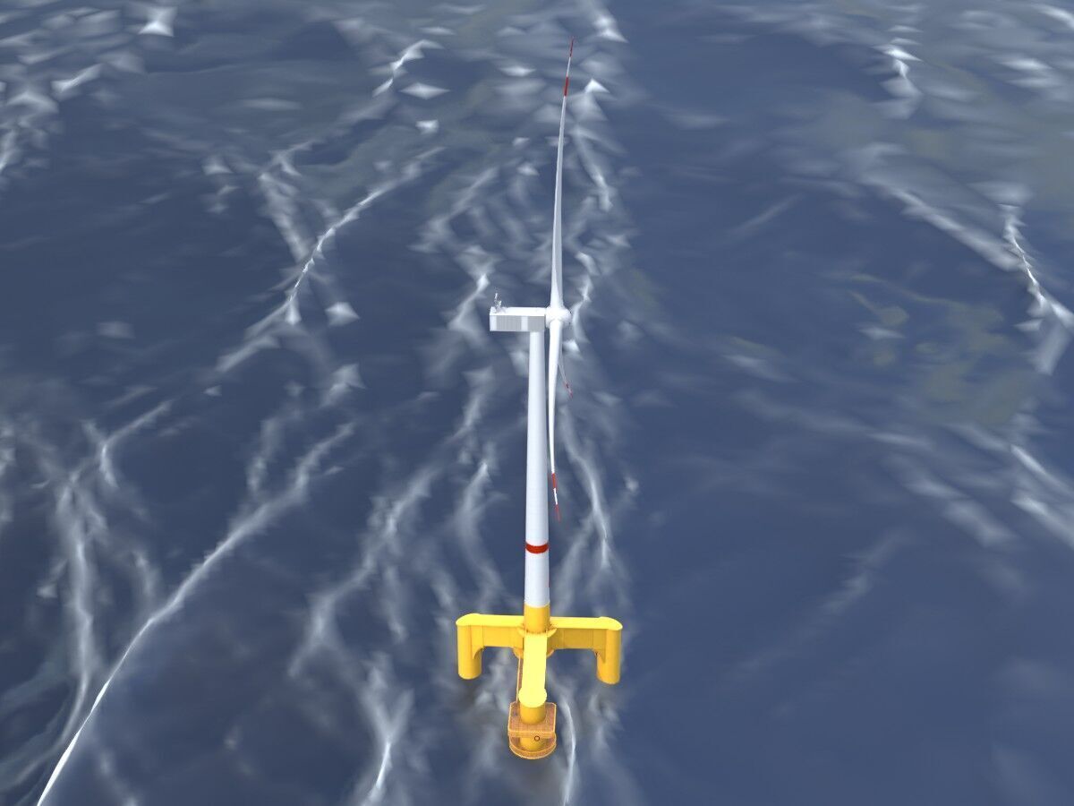 Wind turbine with Offshore Foundation V1 H-120 RD 160m Animation Low-poly 3D model_14