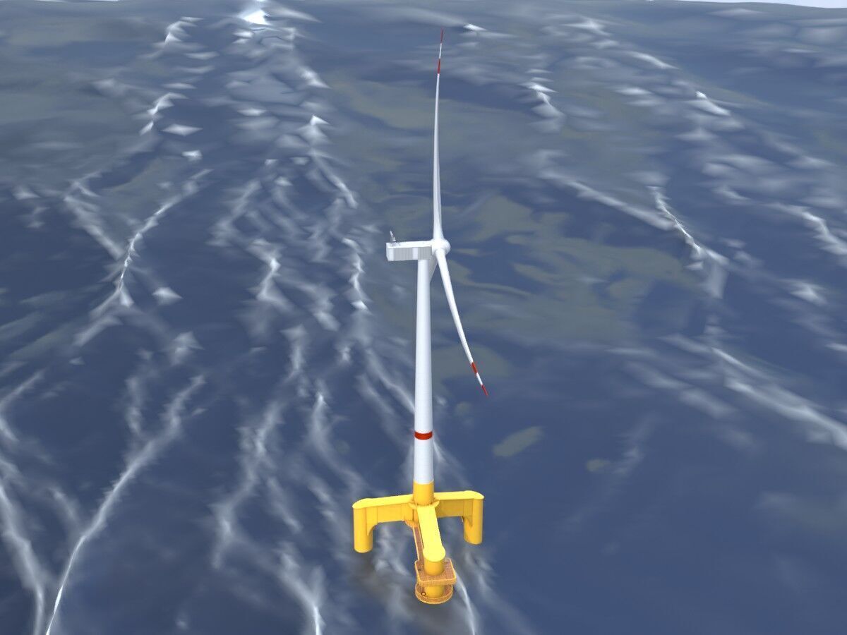 Wind turbine with Offshore Foundation V1 H-120 RD 160m Animation Low-poly 3D model_18
