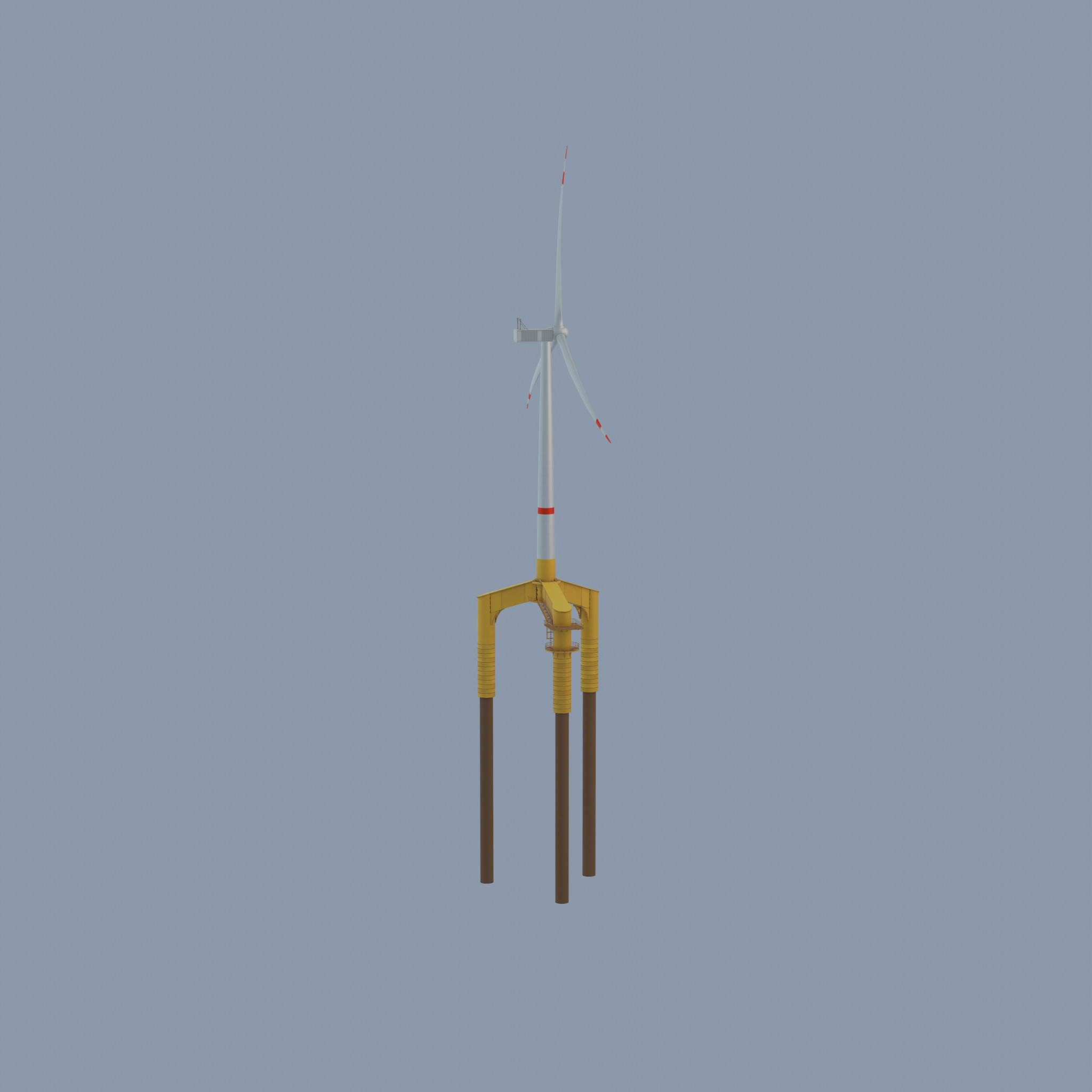 Wind turbine with Offshore Foundation V1 H-120 RD 160m Animation Low-poly 3D model_47