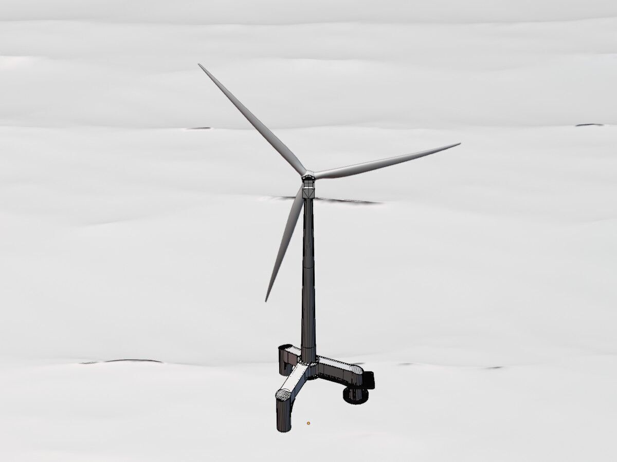 Wind turbine with Offshore Foundation V1 H-120 RD 160m Animation Low-poly 3D model_12